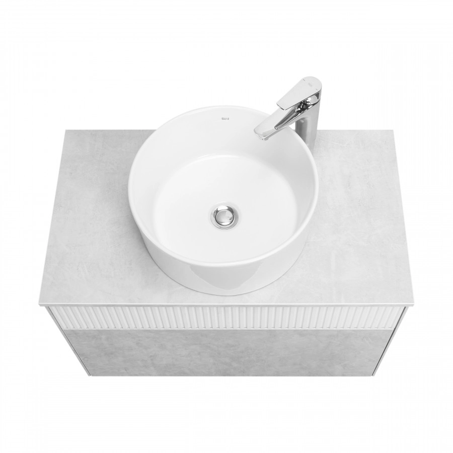 Тумба Aquaton Марбл слэйт 80 с раковиной MILA 40х40, белый матовый
