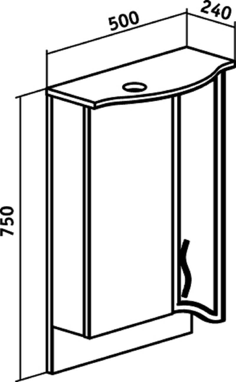 Зеркало-шкаф Runo Севилья 50 справа, белый