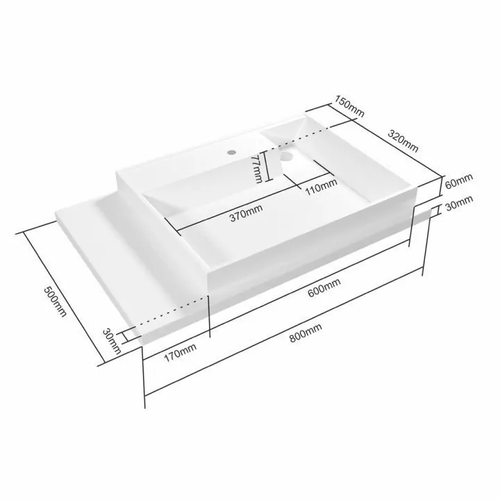 Тумба напольная Санта Лондон 19 с раковиной Юпитер 80х50 под стиральную машину левая, белая