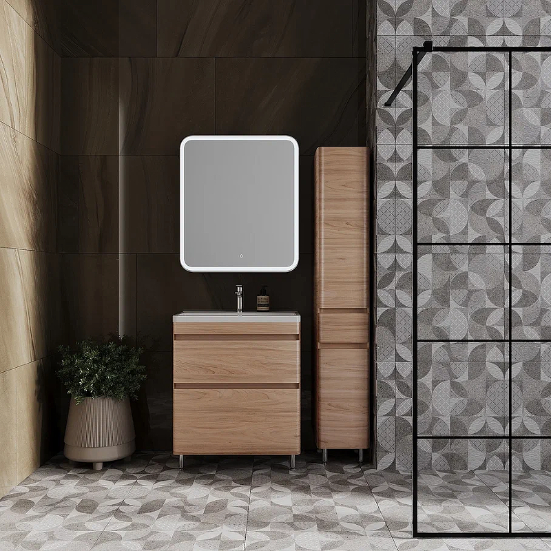 Тумба напольная Style Line Атлантика 70 Plus Люкс с раковиной Атлантика 70, ясень перламутр