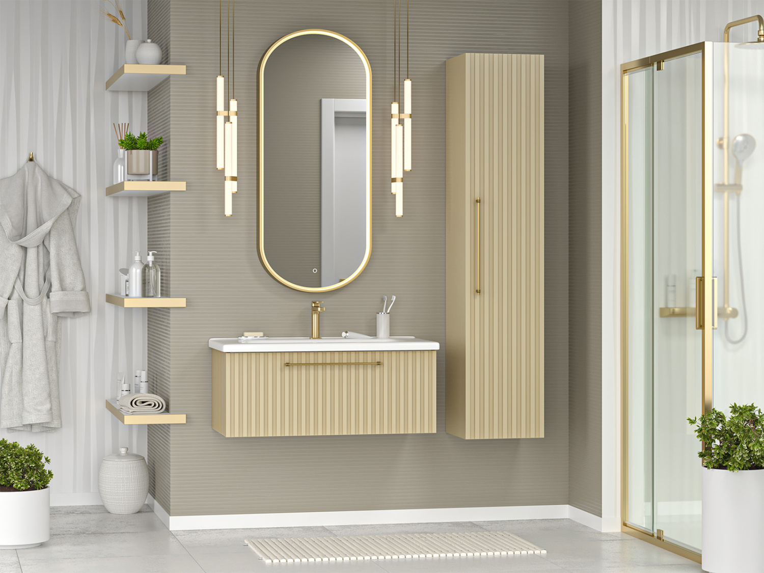 Пенал Brevita Alicante 35 подвесной, L/R, капучино