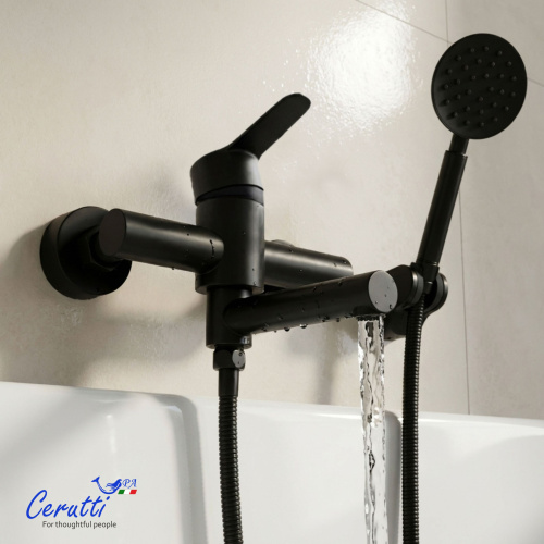 Смеситель для ванны Ceruttispa Овидио VMB (OVIDIO VMB) из нержавеющей стали, цвет черный матовый