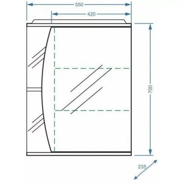 Зеркало-шкаф Stella Polar Волна Лана 55 R свет, белый