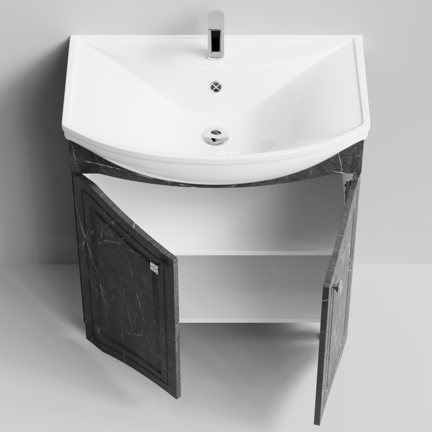 Тумба с раковиной Адам 75 напольная, Мрамор Графит софт тач