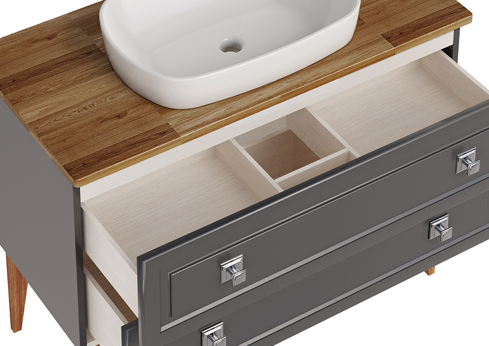 Мебель для ванной ASB Woodline Каталина 100 комплект, напольный, grey, хром