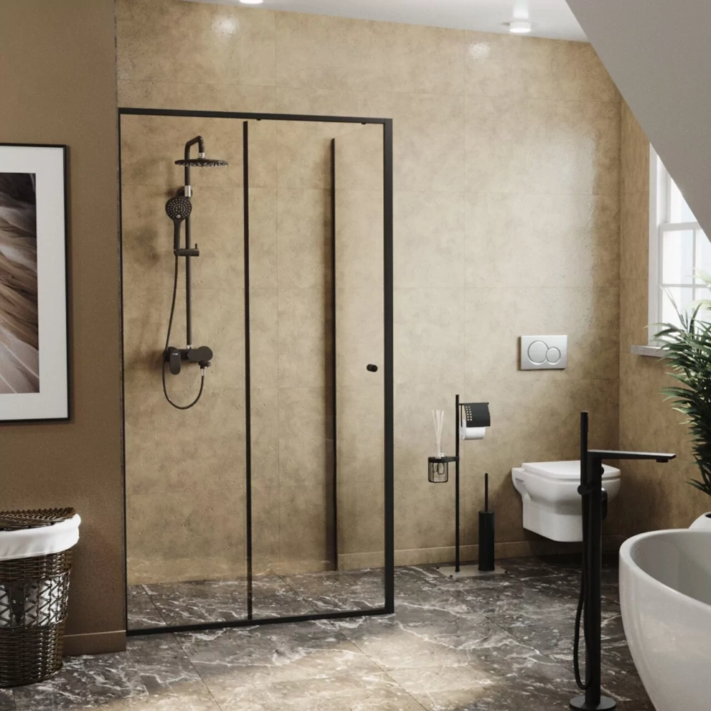 Душевой уголок Wasserkraft Dill 61S35 140х80, прямоугольный, без поддона, прозрачное стекло, черный от магазина Vanna-Vanna.ru!