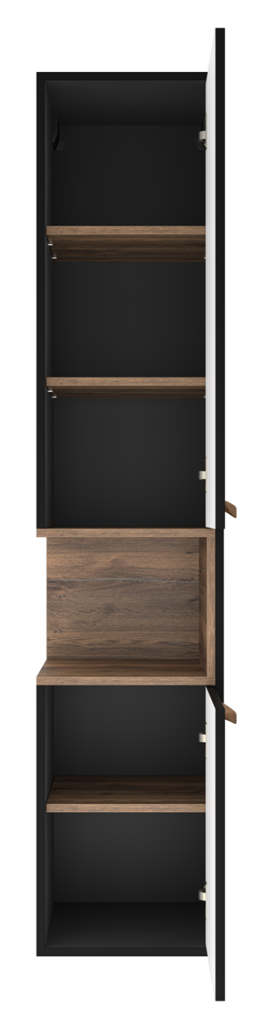 Пенал Brevita Bergen 35 подвесной, R, черный/дуб галифакс олово