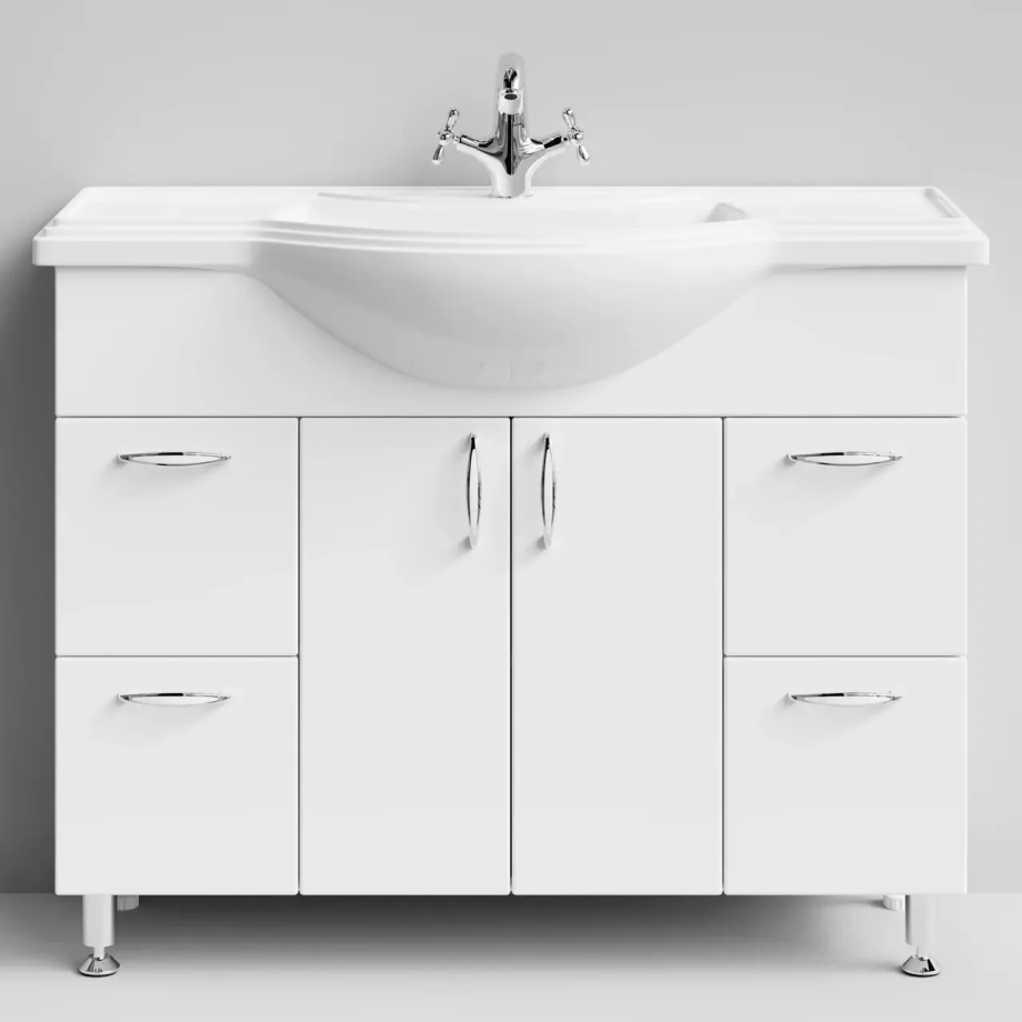 Тумба напольная Vod-ok Колумбия 105 с раковиной Классик 105, белая