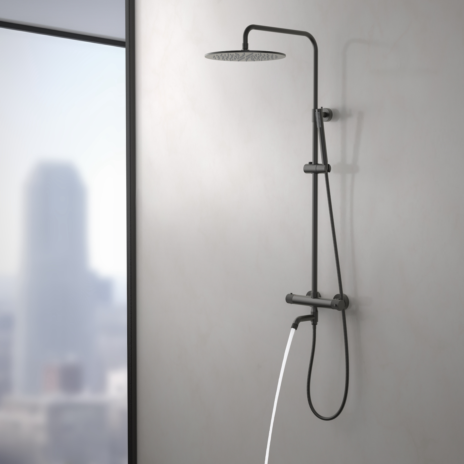 Душевая система с термостатом Timo Saona SX-2380/18 черное золото