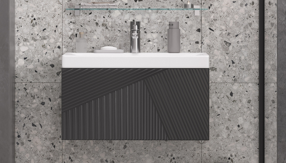 Тумба с раковиной подвесная Velvex Edge tp.EDG.9696.70.1Y графит, 70 см