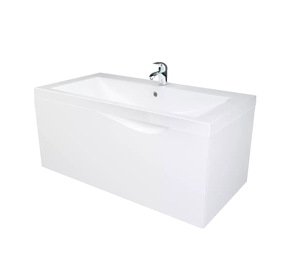 Тумба подвесная 1Marka Этюд 90П с раковиной Нота New Polytitan 90, 1 ящик, белый