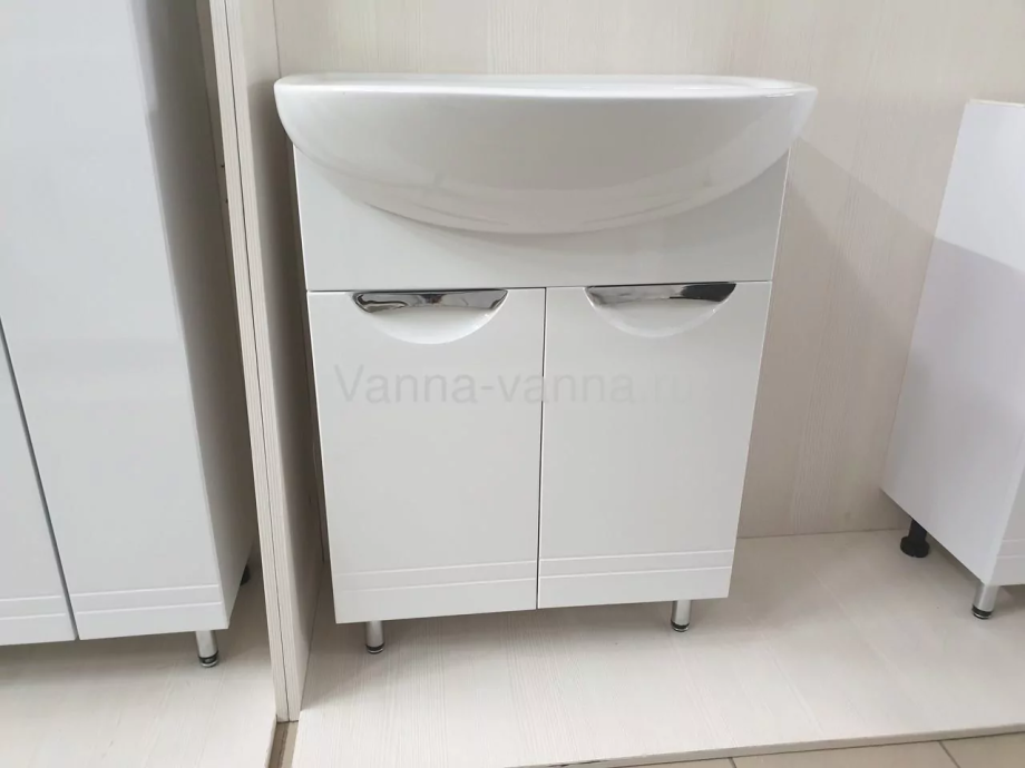 Тумба с раковиной Francesca Доминго 65 напольная, 2 двери, белая