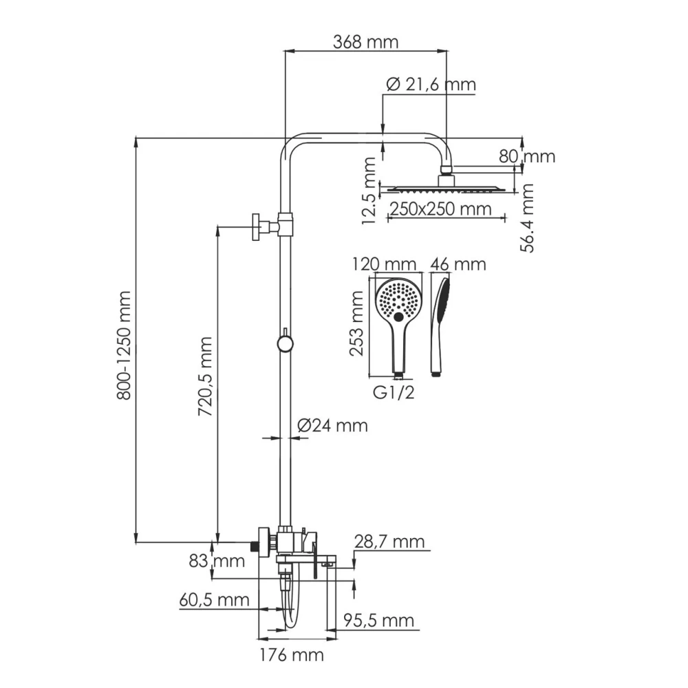 Душевая стойка WasserKraft A185.254.155.WM белый Soft-touch от магазина Vanna-Vanna.ru!