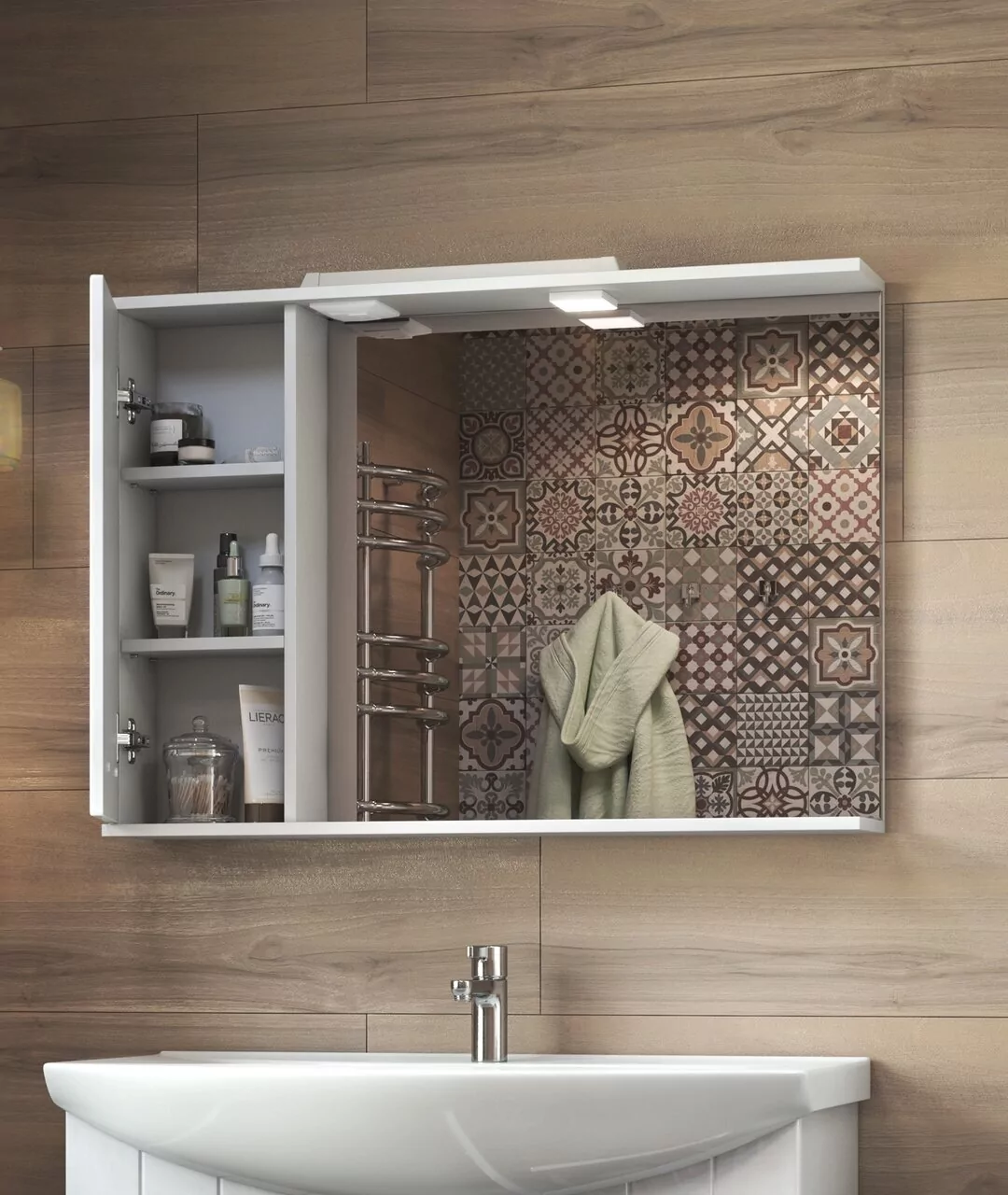 Зеркало с шкафчиком Vigo Diana 100 L подсветка, белый