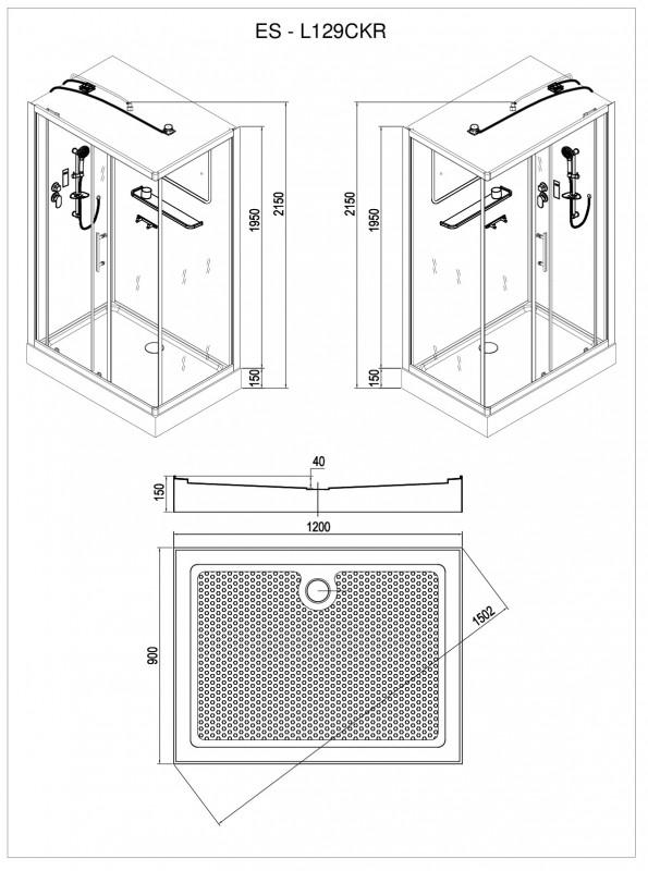 Душевая кабина Esbano ES-L129CKR 120х90х210