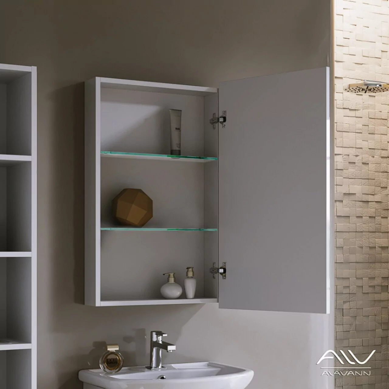 Зеркало-шкаф Alavann Vittoria 50-01 белый