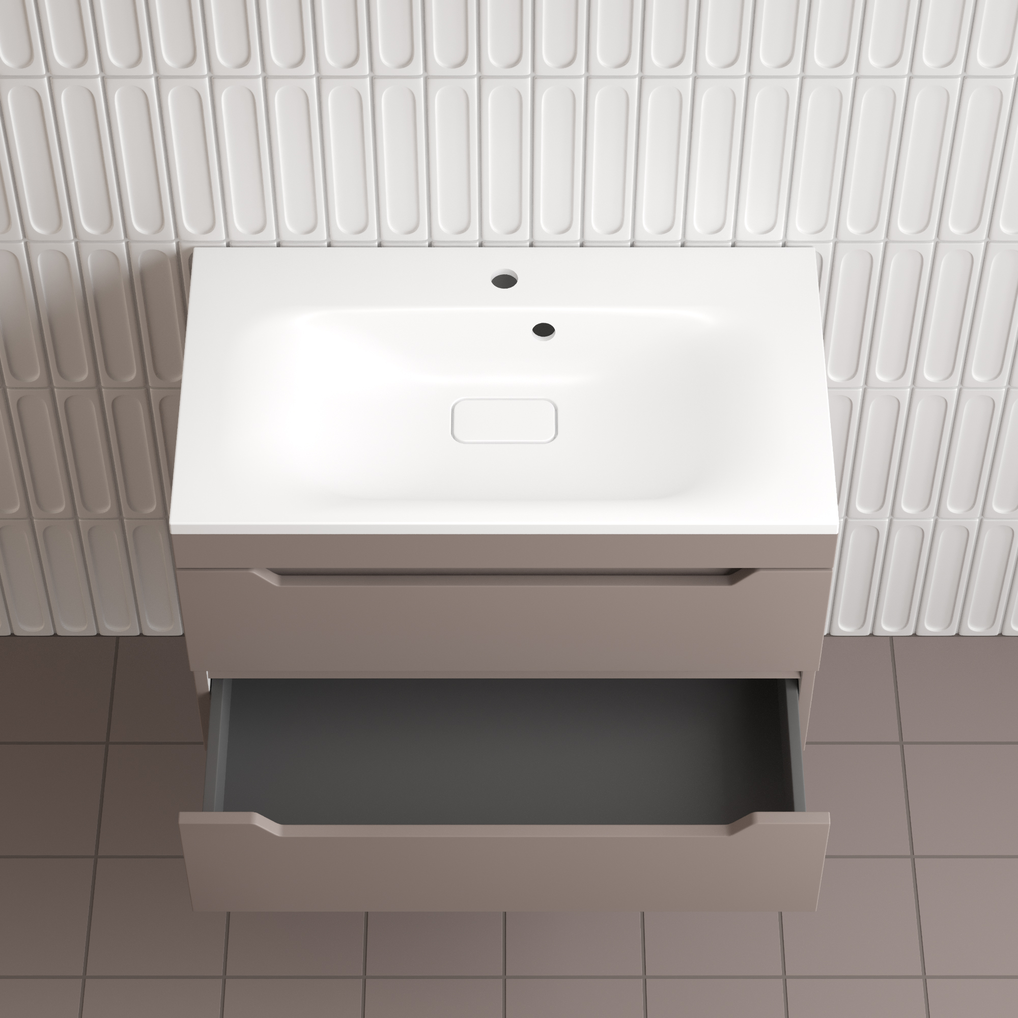 Тумба подвесная Style Line Остин 80 с раковиной Фортуна 80 белый, тауп темный