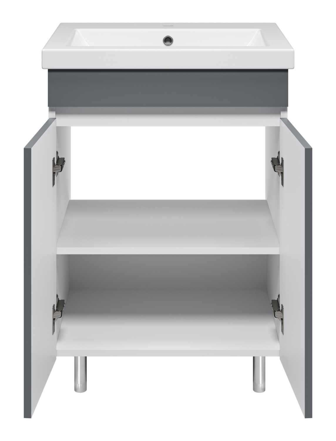 Тумба Misty Майна 60 с раковиной Como 60, напольный, графит/белый