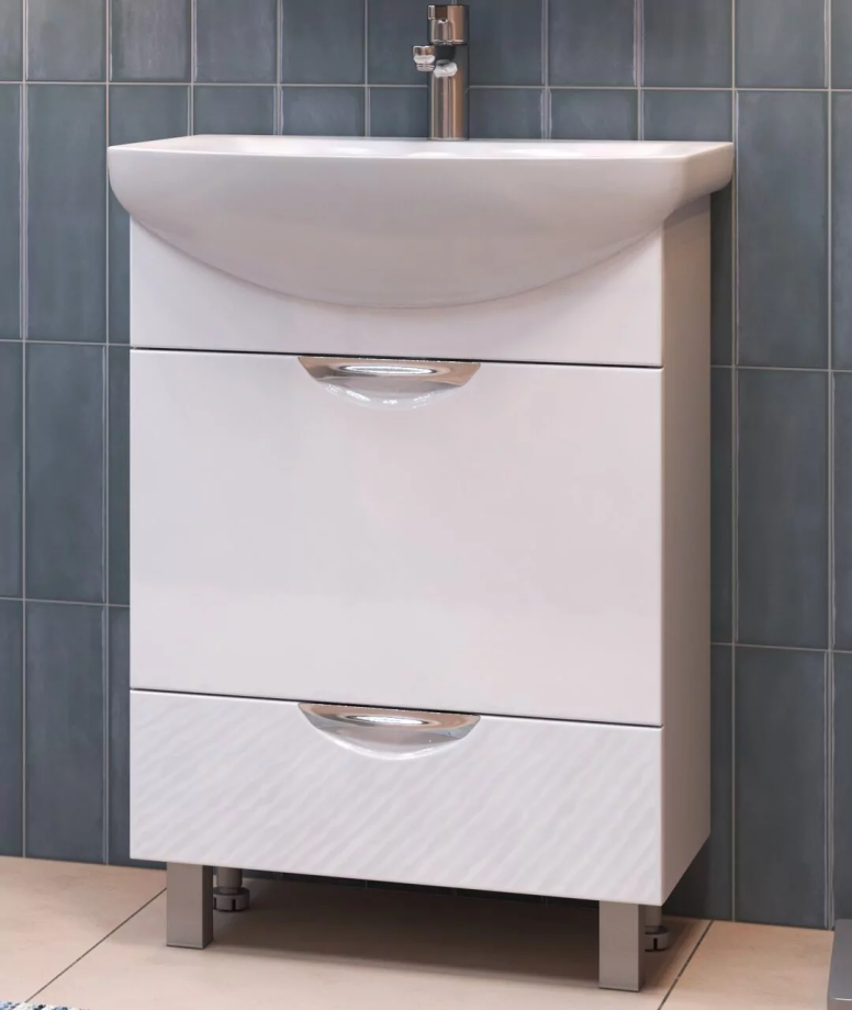 Тумба напольная Vigo Callao 60 с раковиной Балтика 60, 2 ящика, белый