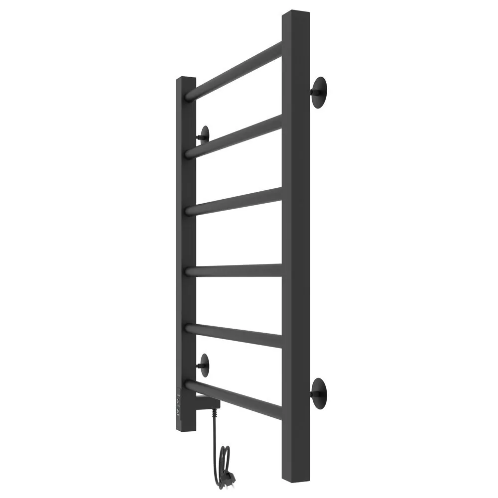 Полотенцесушитель электрический Laris Феличия ЧКЧ П6 400х600 с терморегулятором, левый, черный матовый