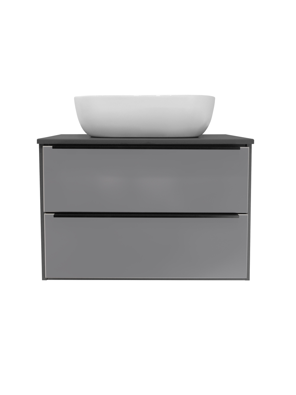 Тумба подвесная Runo Мальта 70 под накладную раковину, темно-серый/серый