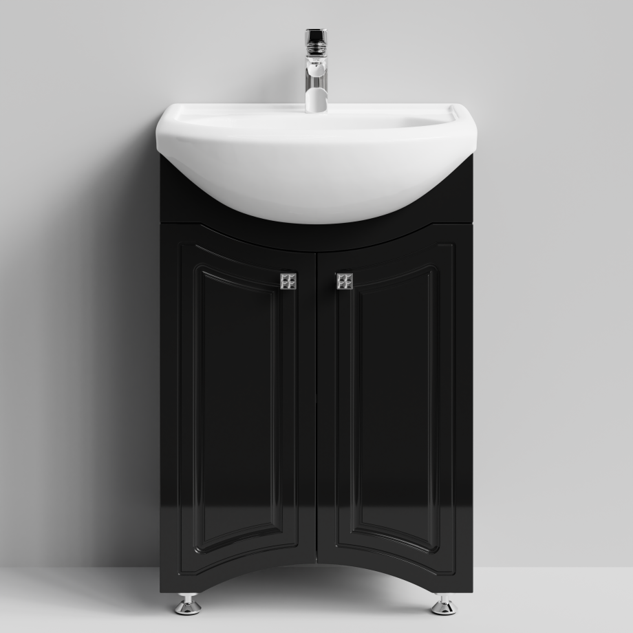 Тумба с раковиной Адам 55 напольная, черный глянец
