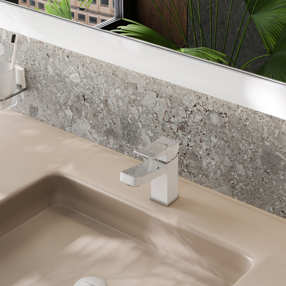 Смеситель для раковины WasserKraft Aller 1063WHITE белый хром