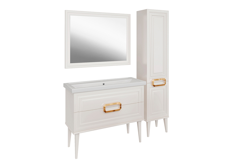 Пенал ASB Woodline Летиция 40 R напольный, белый, ручки золото