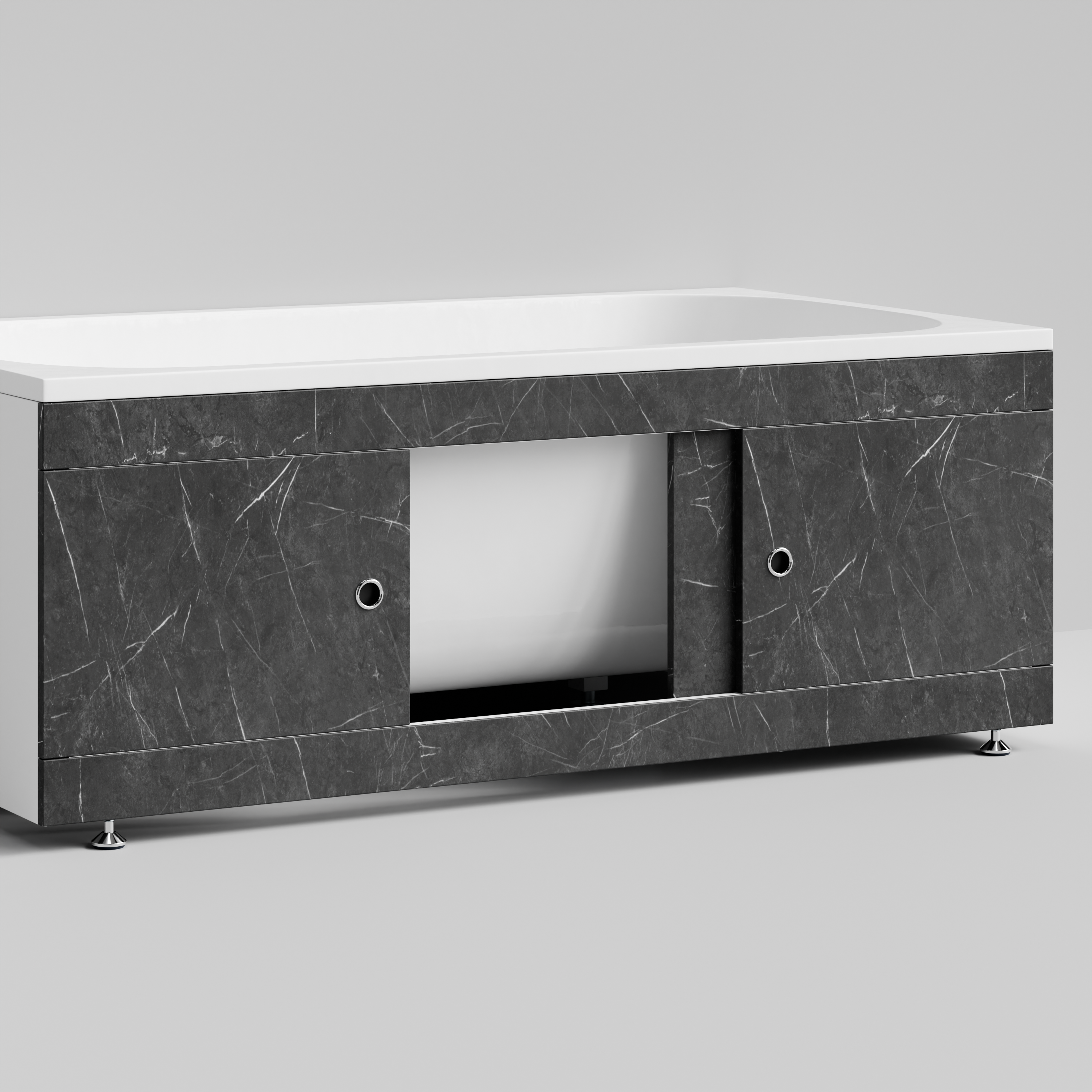 Экран под ванну Vod-ok Купе 150 раздвижной Мрамор Графит софт тач