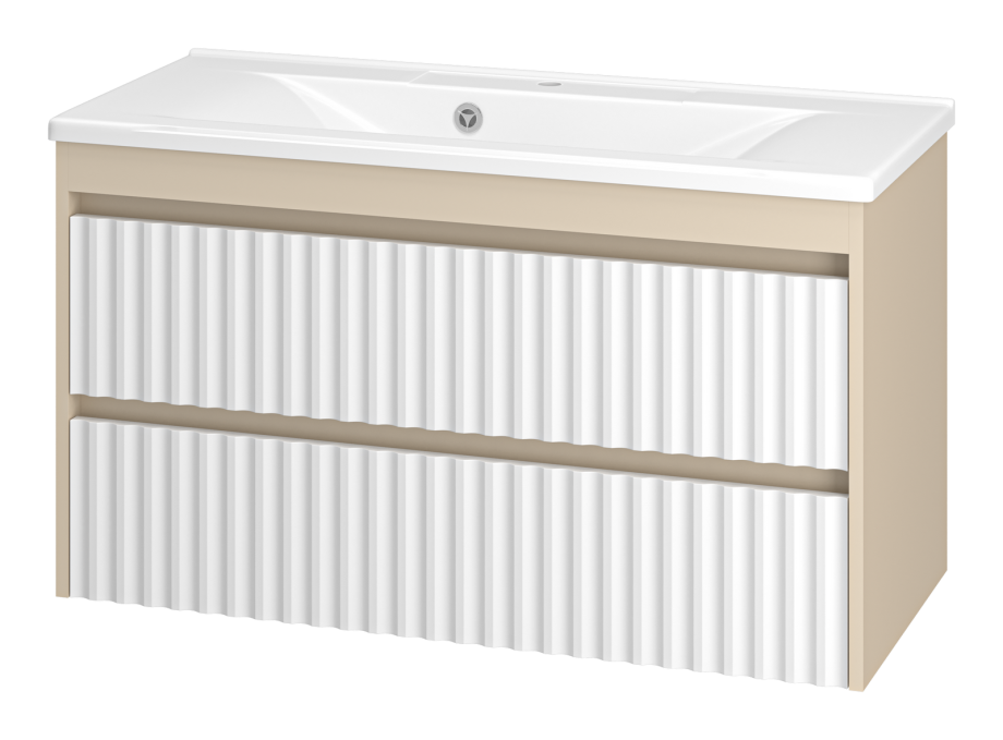 Тумба с раковиной Brevita Balaton 100 подвесная, белый/бежевый