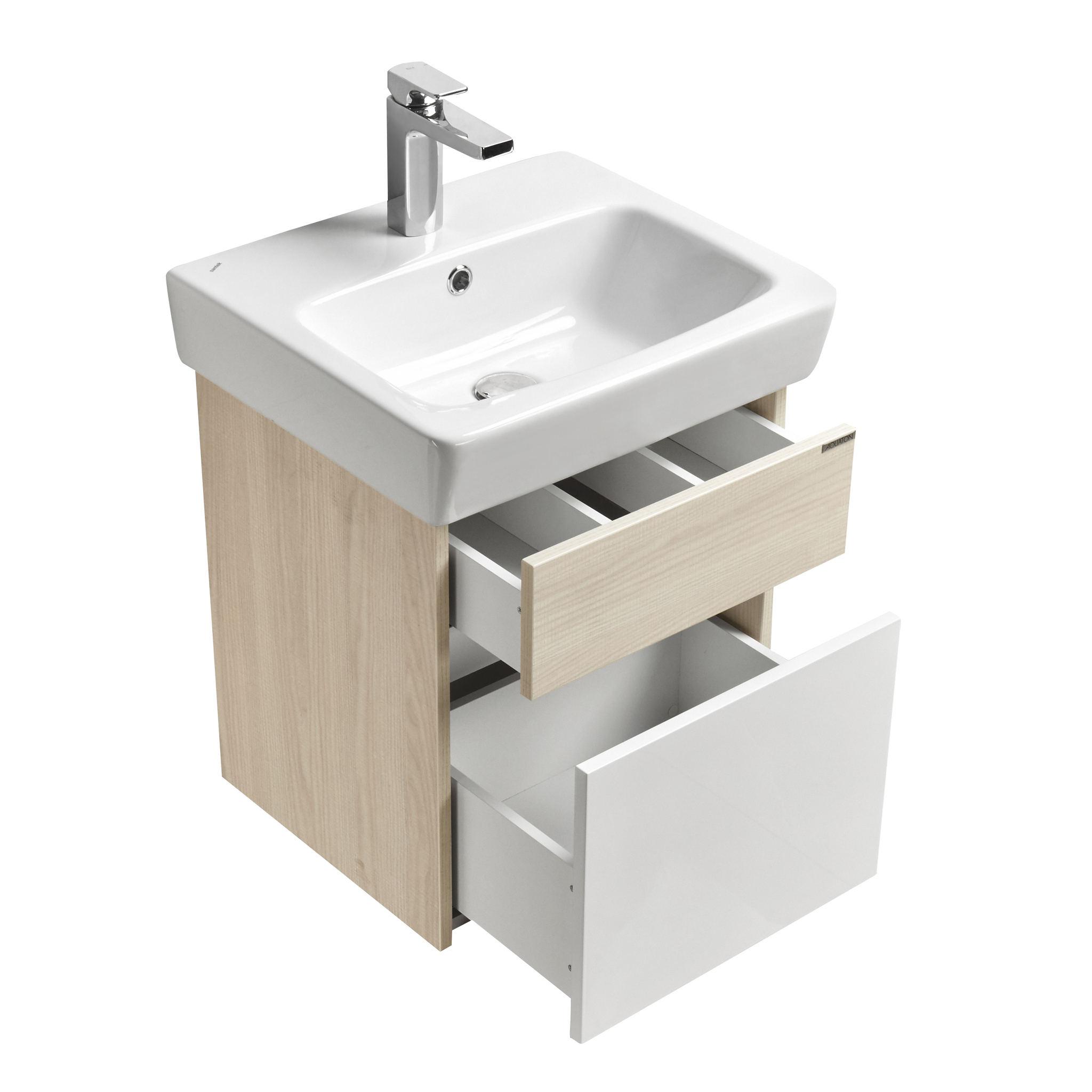 Тумба подвесная Aquaton Верди 50 раковиной Нео 50, белый/ясень