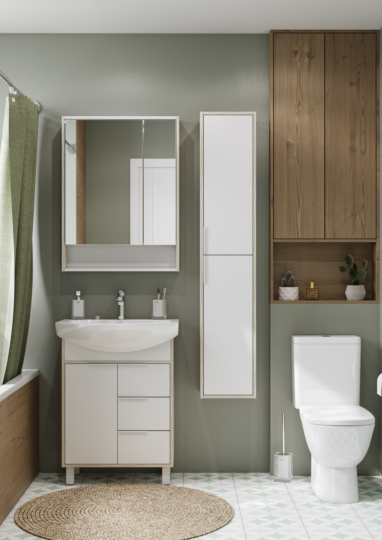 Зеркало-шкаф Aquaton Рико 65 белый, ясень фабрик