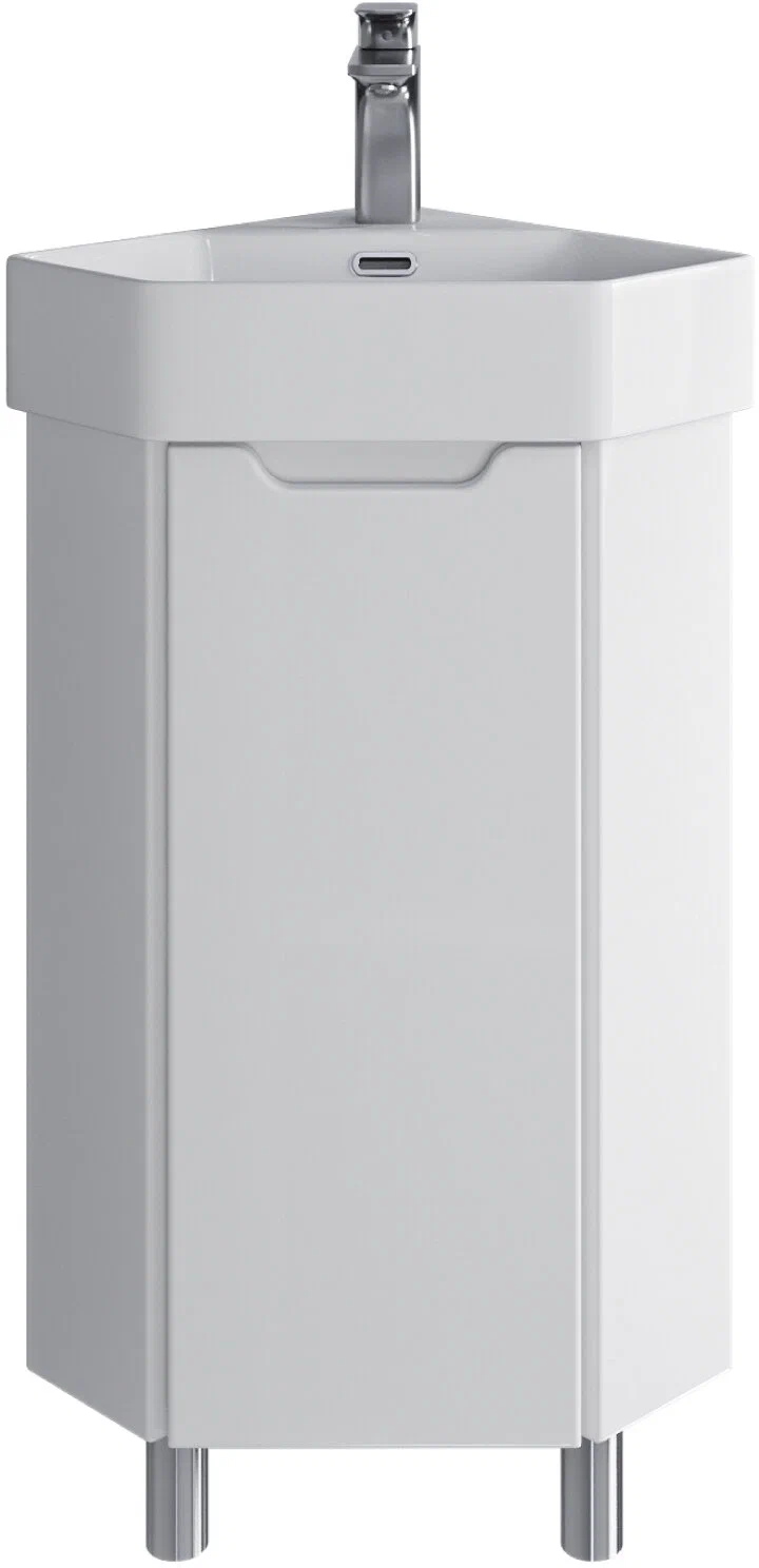 Тумба напольная угловая SanStar Лайн с раковиной Лайн 35, белая