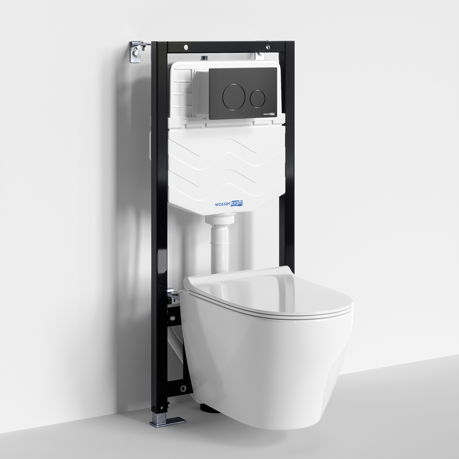 Унитаз подвесной WasserKRAFT 10TLT.010.ME.MB02.H002 с инсталляцией и кнопкой, белый