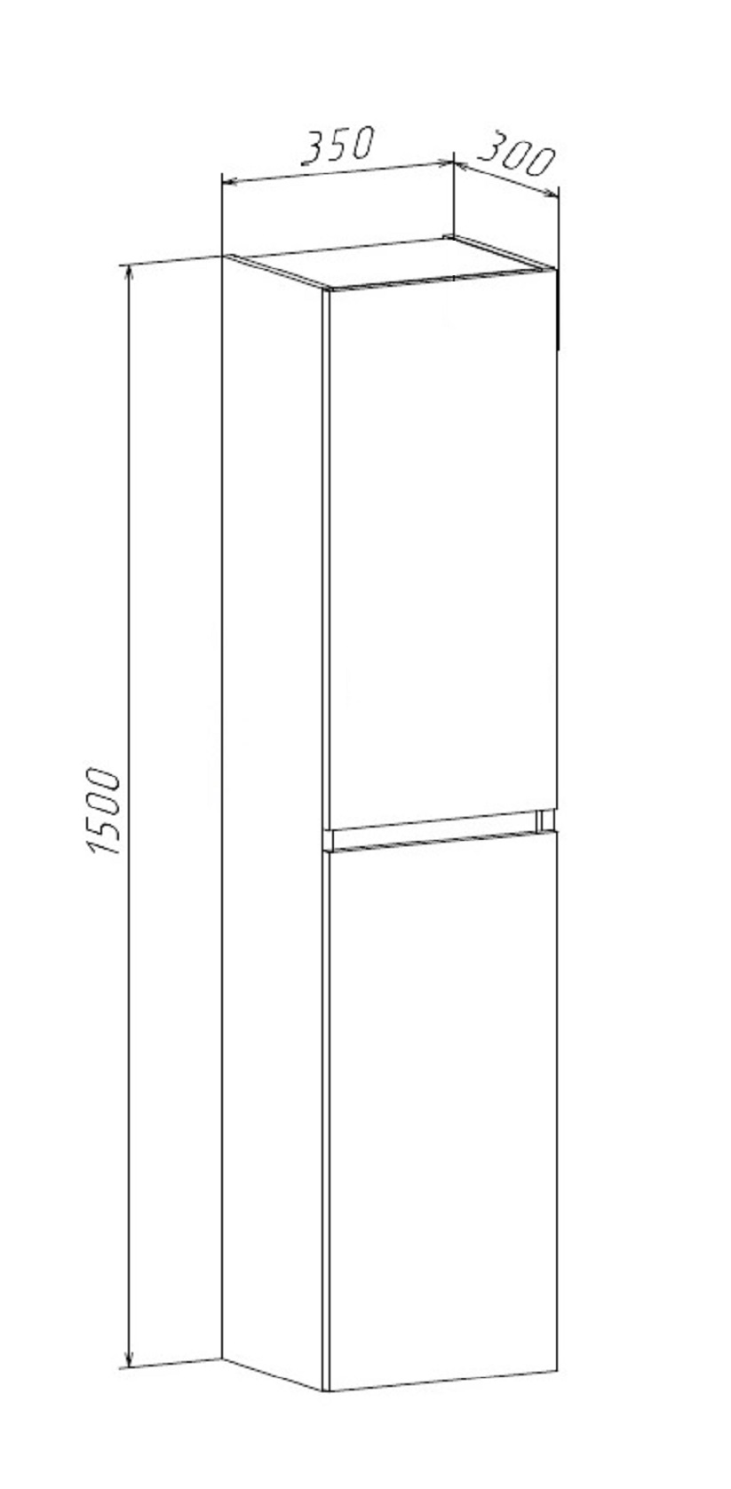 Пенал Runo Бари 35 L/R, подвесной,крафт дуб/белый