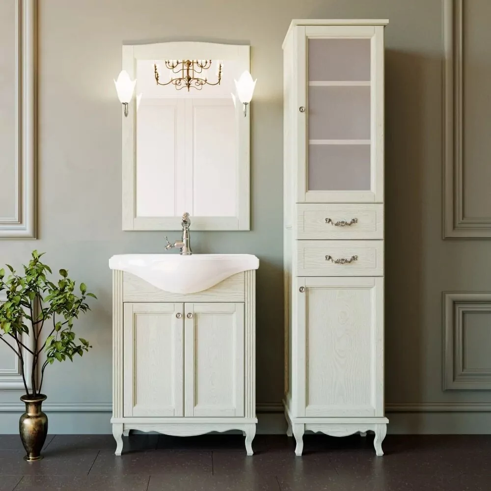 Зеркало ValenHouse Эллина 65 свет, слоновая кость, хром