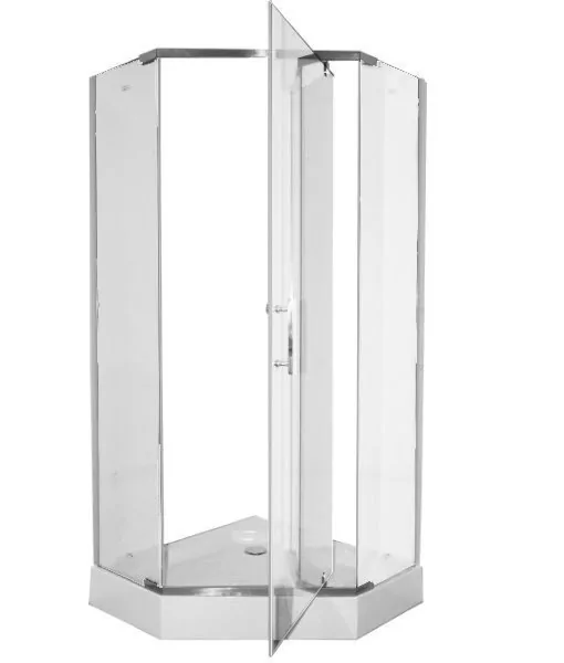 Душевой уголок Parly ZPE911TE пятиугольный, с низким поддоном, прозрачное стекло, хром