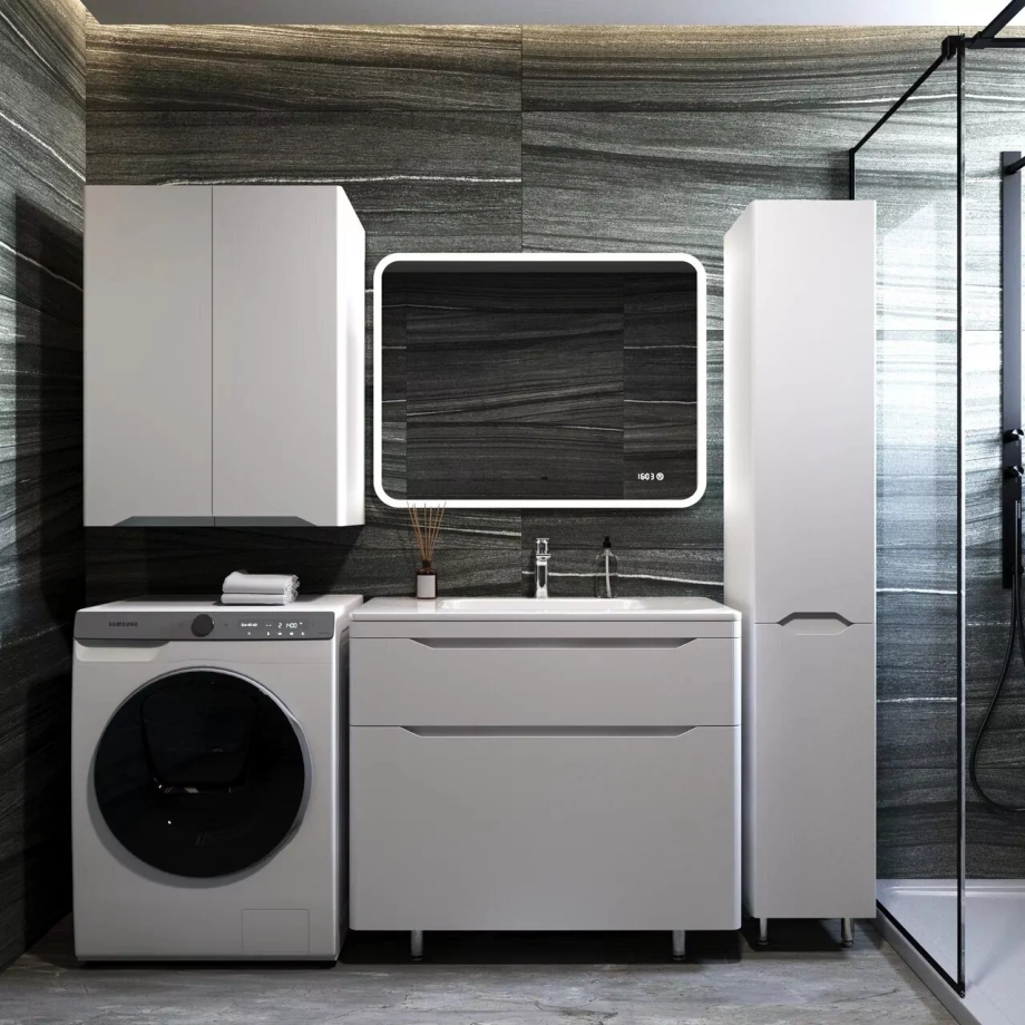 Тумба напольная Style Line Марелла 90 с раковиной Марелла Люкс 90, белый матовый