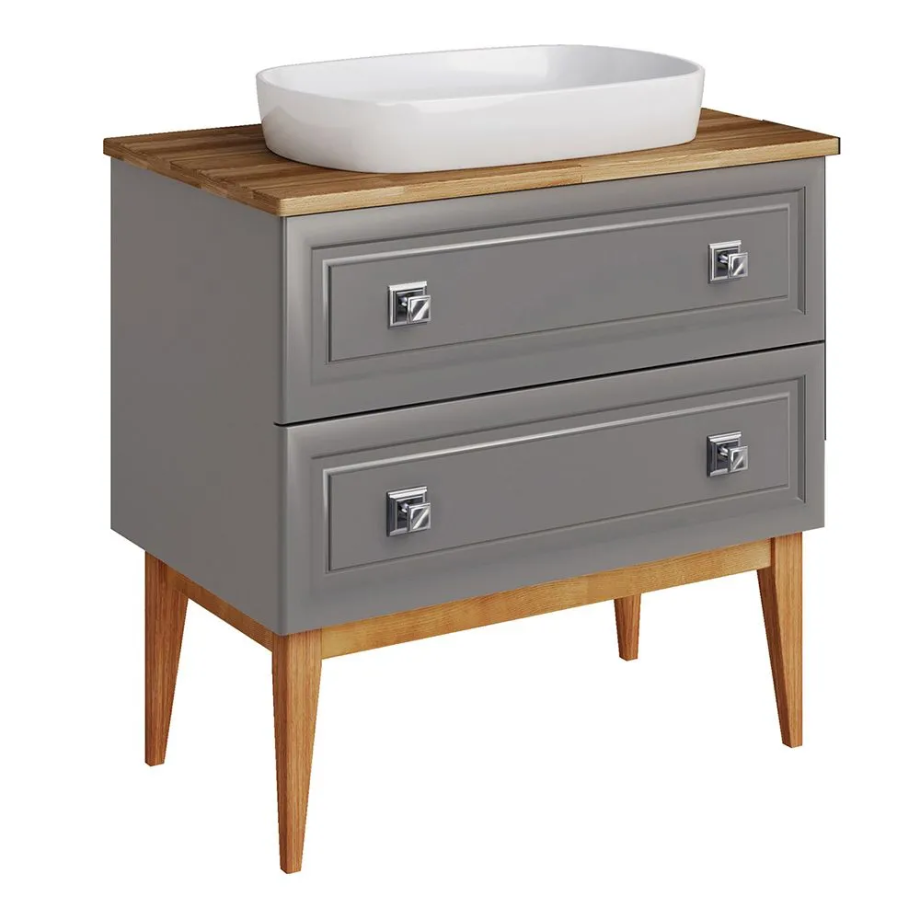 Тумба с раковиной Asb-Woodline Каталина 80 напольная, серый