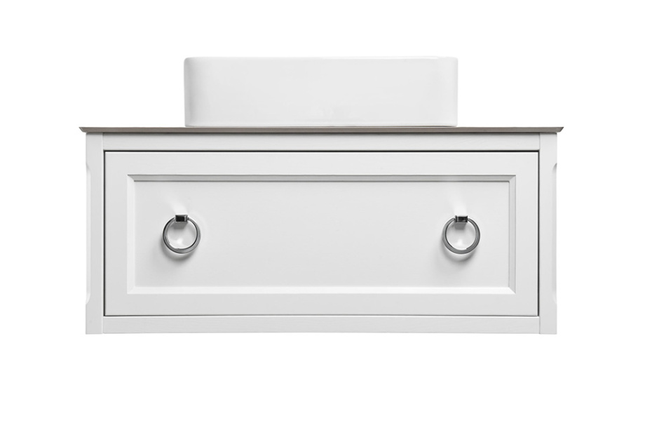 Тумба ASB Wood Line Рома 100 со столешницей и раковиной Олимп 57, белая