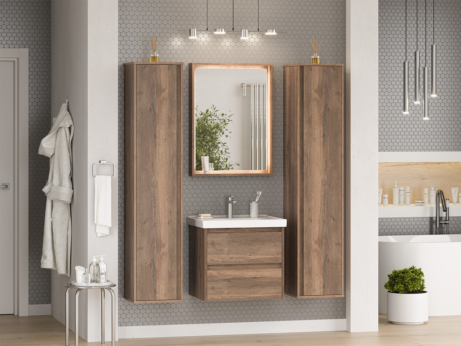 Зеркало Brevita Dallas 60 темное дерево