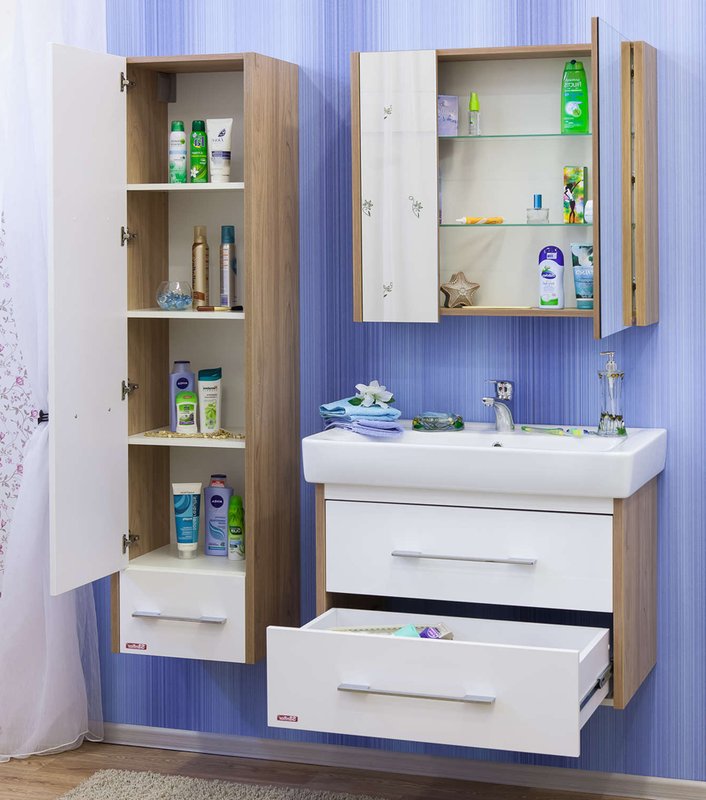 Пенал Sanflor Ларго 40 2 L подвесной, белый/вяз швейцарский