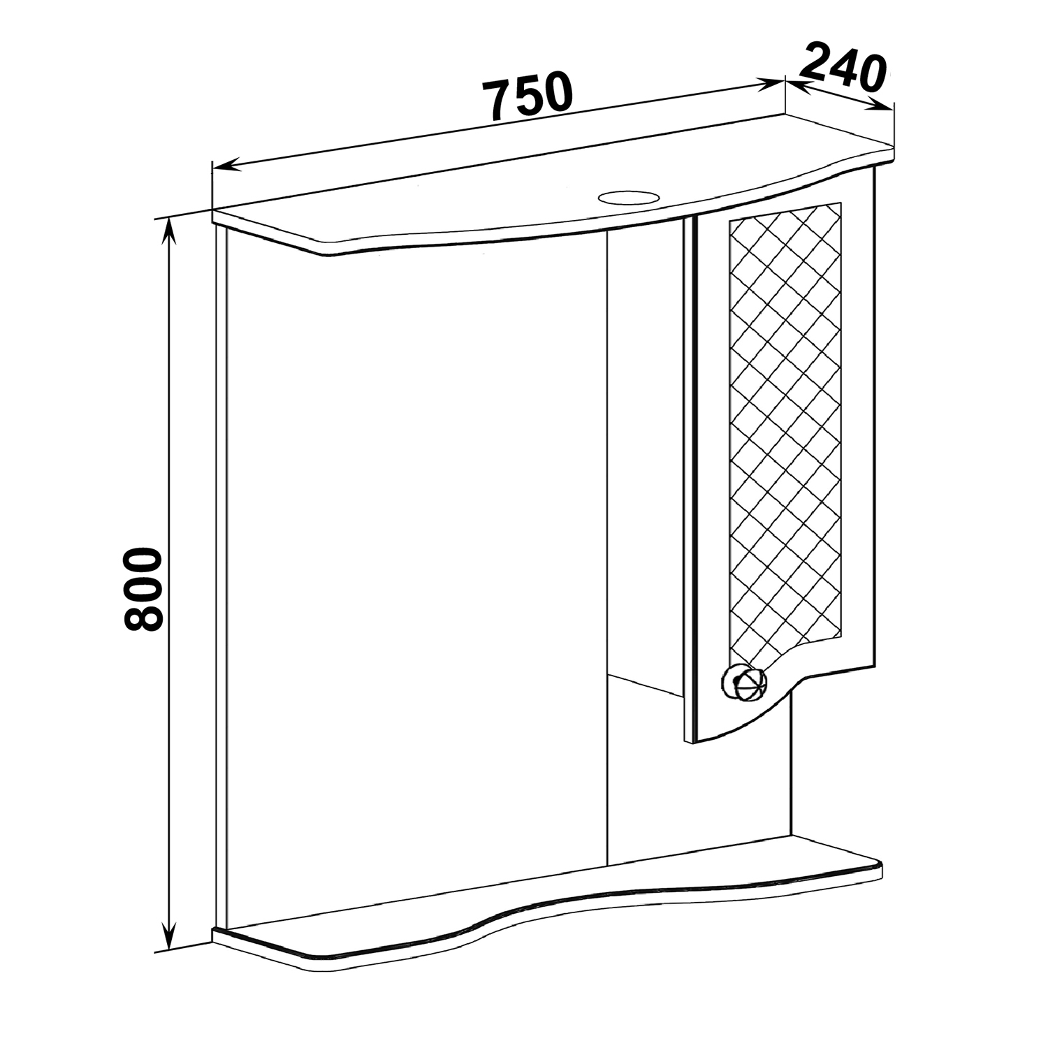 Зеркало-шкаф Runo Милано 75 R, белый