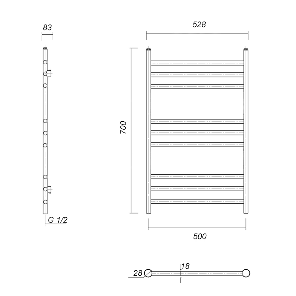 Полотенцесушитель водяной Domoterm Медея П9 500х700 АБР античная бронза
