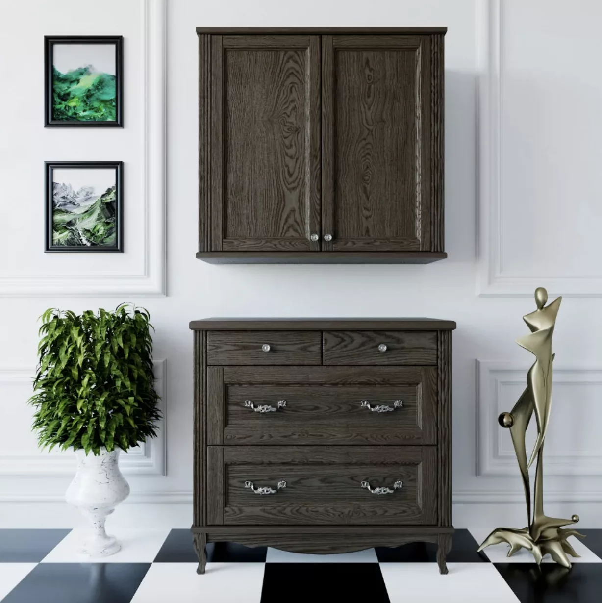 Тумба-комод ValenHouse Лиора 90 4 ящика, кальяри, ручки хром