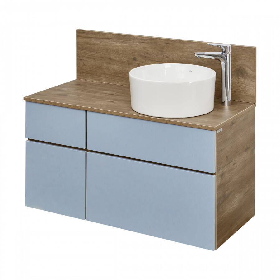 Тумба Aquaton Мишель 100 с раковиной Лола 60 подвесная, светлое дерево