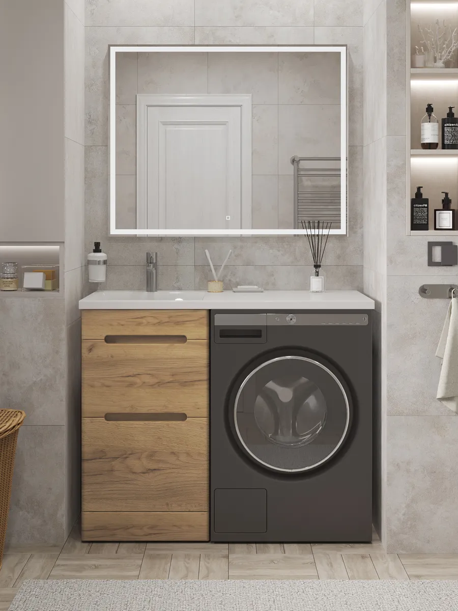 Тумба напольная SanStar Толедо 50 с раковиной Даллас 110 левый gold craft