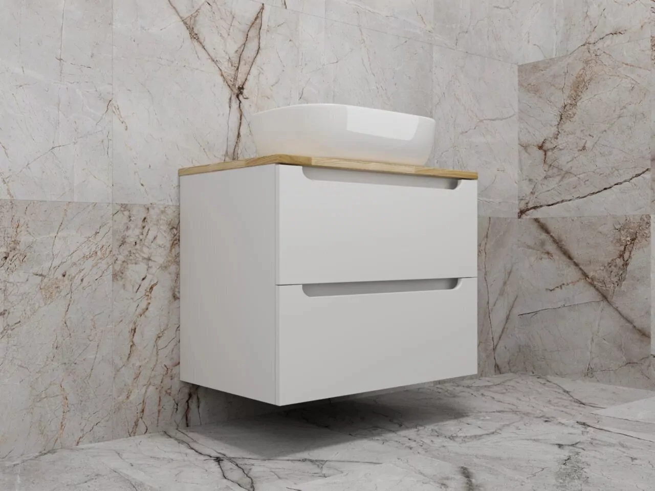 Тумба подвесная Style Line Бали 70 со столешницей, белый софт