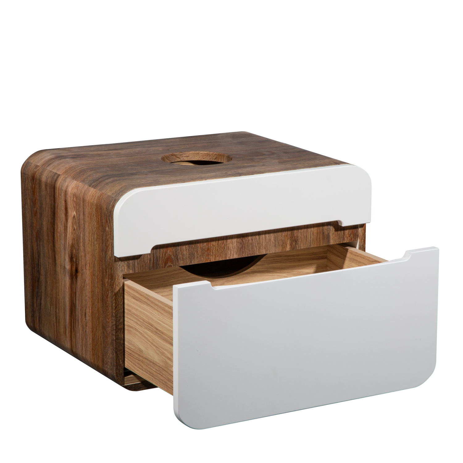 Тумба подвесная Runo Ницца 60 под накладную раковину, белый/темное дерево