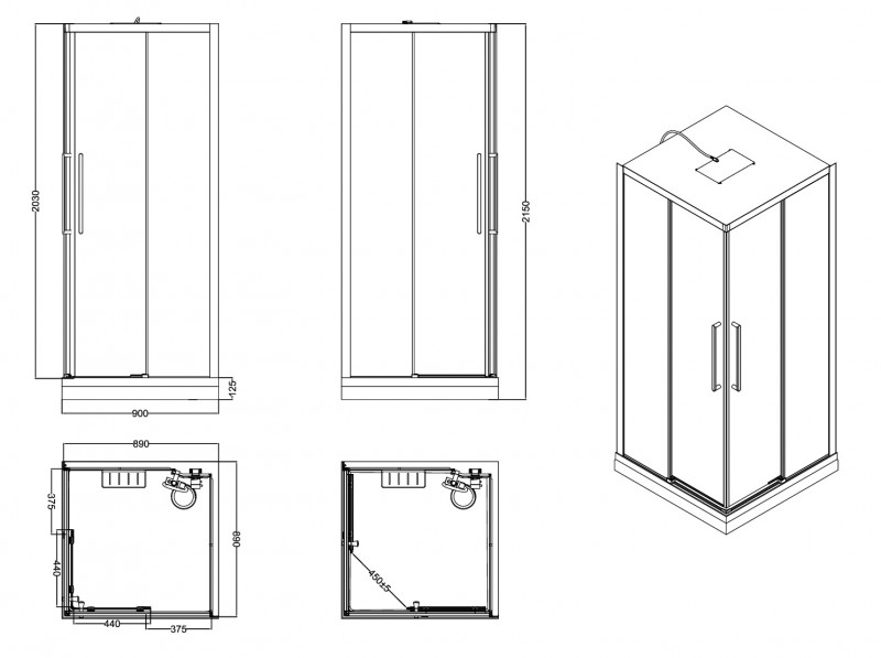 Душевая кабина Esbano ESM-90CKR 90х90х215